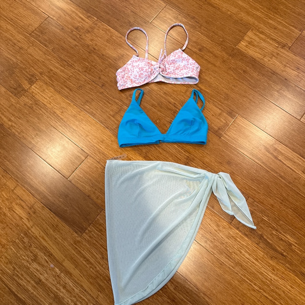 Bundle girls beach bikini tops and cover up